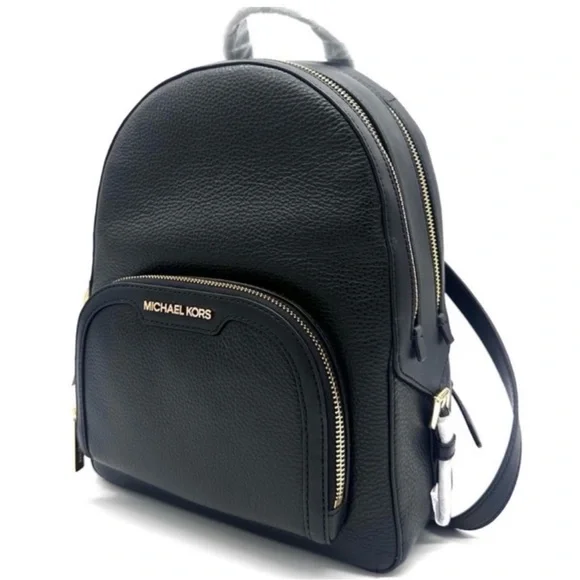 Michael Kors Medium Jaycee Backpack Black/Gold - Picture 2 of 11